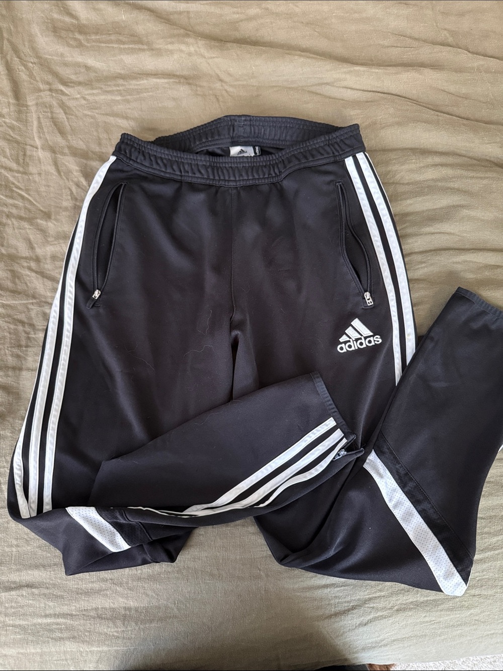 adidas Black Jogger Pants with White Stripe Accents